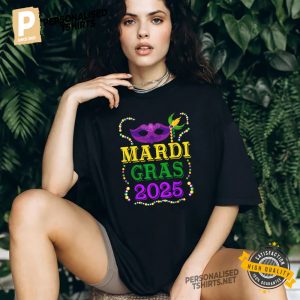 Mardi Gras 2025 Mask Beads Graphic Shirt 1