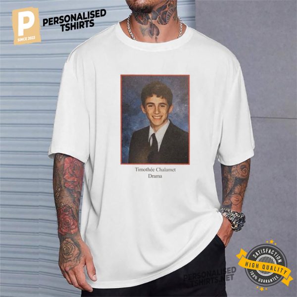 Timothee Chalamet Drama Yearbook 90s Graphic Shirt 1