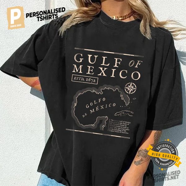 Gulf of Mexico 1672 Historic Map Shirt 1