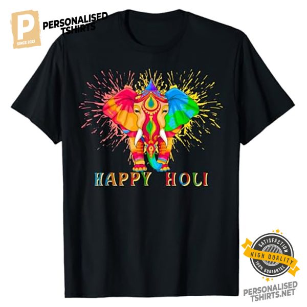 Happy Holi Festival Colors Elephant Hindu Shirt 1