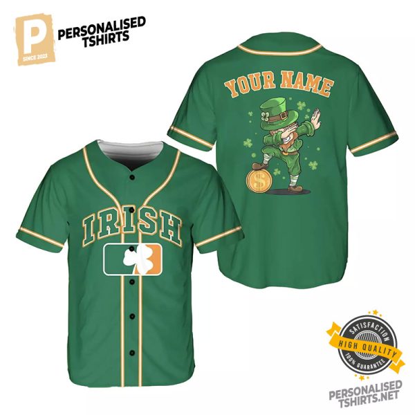 Personalized Irish leprechauns St. Patrick's Day Green Baseball Jersey