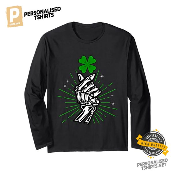 Skeleton Love Hand Sign Shamrock St Patrick's Day Shirt 1