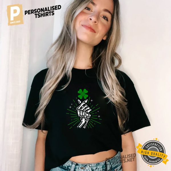 Skeleton Love Hand Sign Shamrock St Patrick's Day Shirt